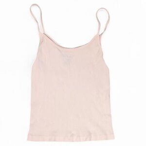 Brandy Melville Pink Ribbed Tank Top Spaghetti Strap Fitted Cami Preppy Coquette